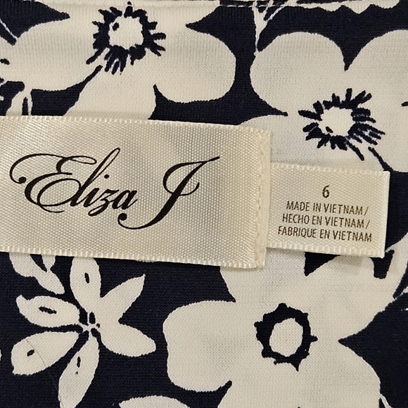 Eliza J SZ 6 Blue White Floral V-Neck Faux Wrap Belted Maxi Stretch Dress - Picture 5 of 10